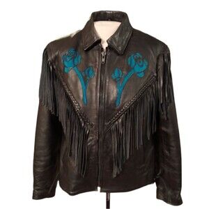 Vintage Shaf Thinsulate Leather Western Fringe Riding Jacket
